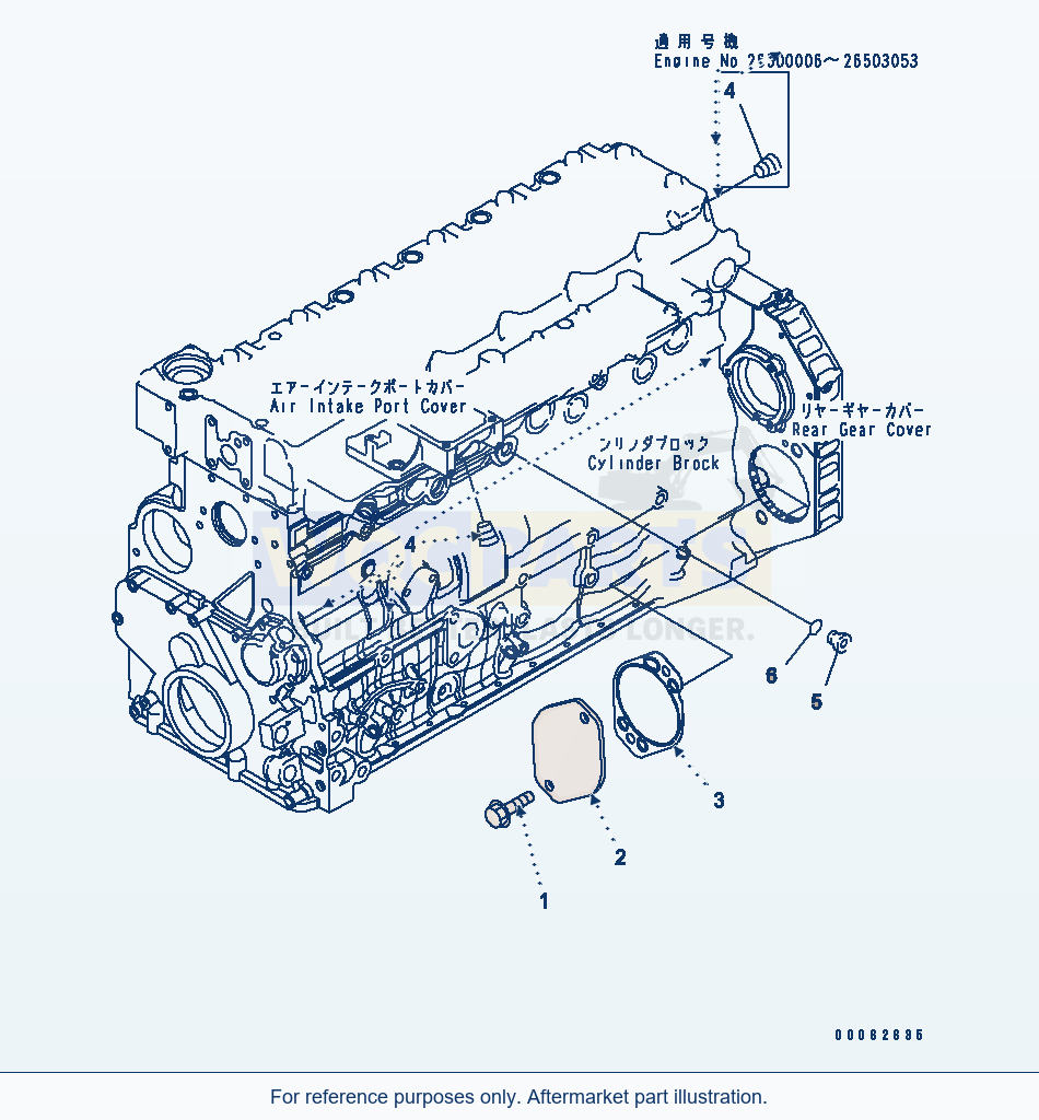Komatsu WA320PZ-6 Rear Gear Cover Fitting Serial 70092 - 70187 parts diagram