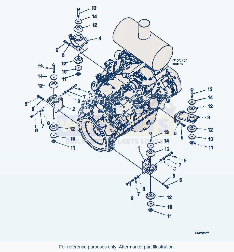 Komatsu WA320PZ-6 Engine Mounting Serial 70092 - 70187 parts diagram