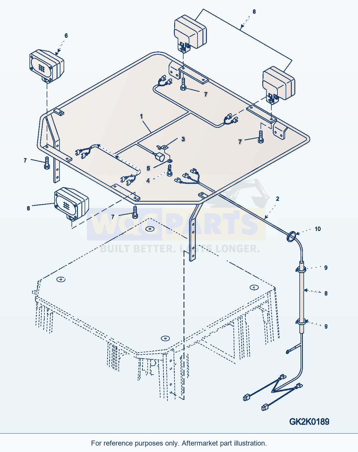 Komatsu WA320PZ-6 Additional Work Lamp Serial 70092 - 70187 parts diagram