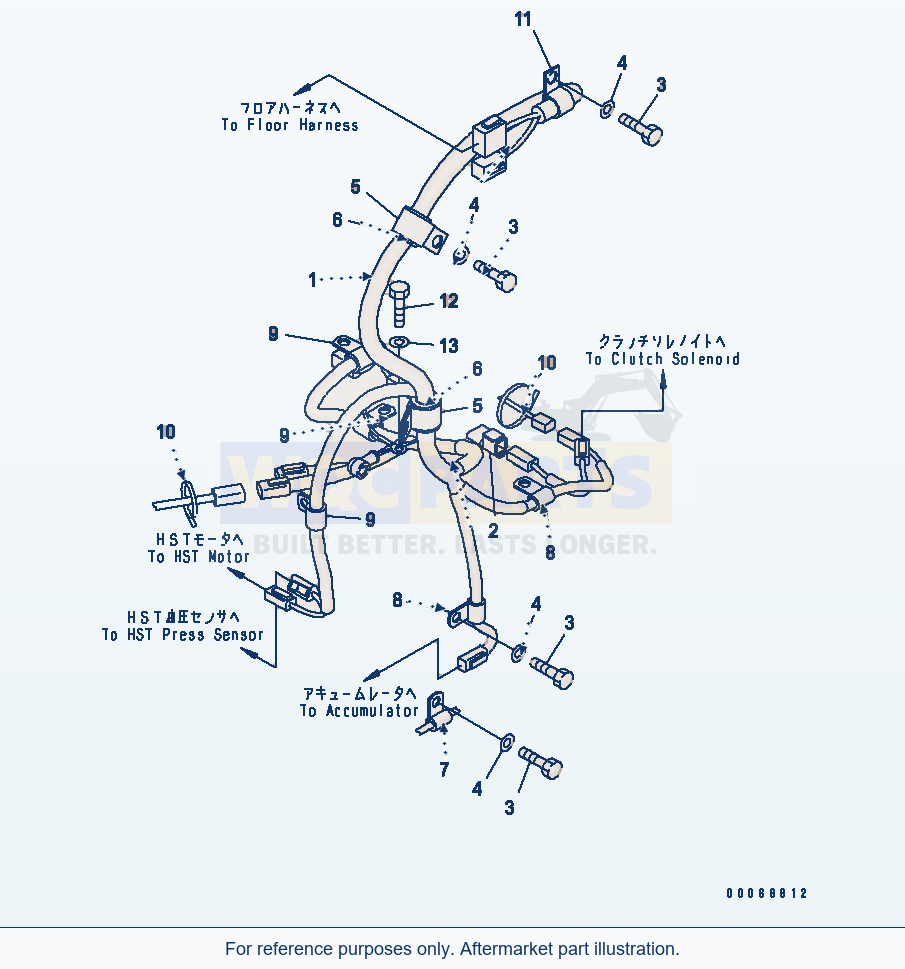 Komatsu WA320PZ-6 Rear Electric Wiring Harness (Hst Harness) parts diagram