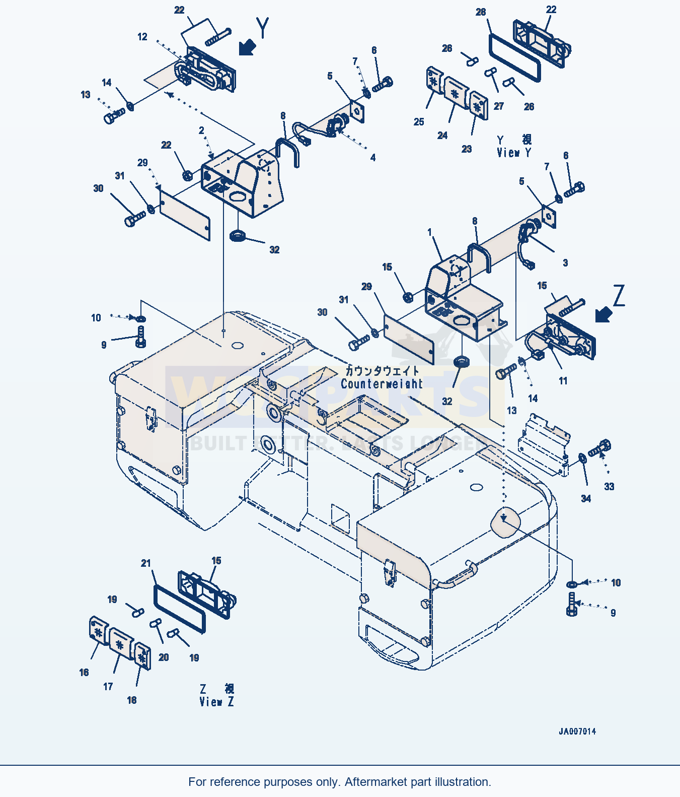 Komatsu WA320PZ-6 Battery Case, Rear Combination Lamp (#70626-) parts diagram
