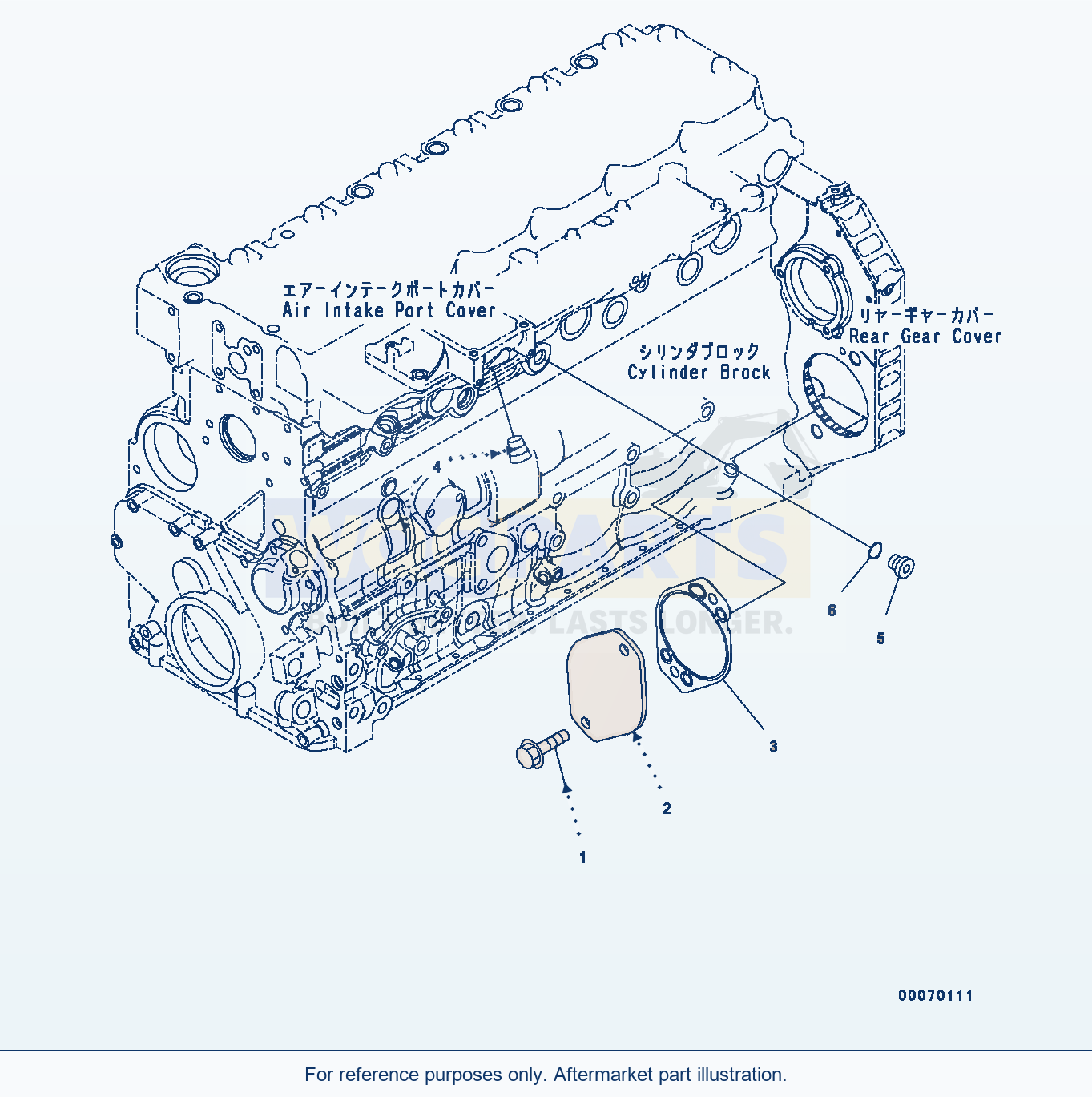 Komatsu WA320PZ-6 Rear Gear Cover Fitting Parts (Adr20-001001) parts diagram