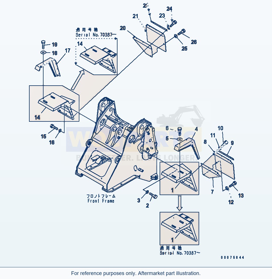 Komatsu WA320PZ-6 Front Fender (For Wide Fender)(#70001-) parts diagram