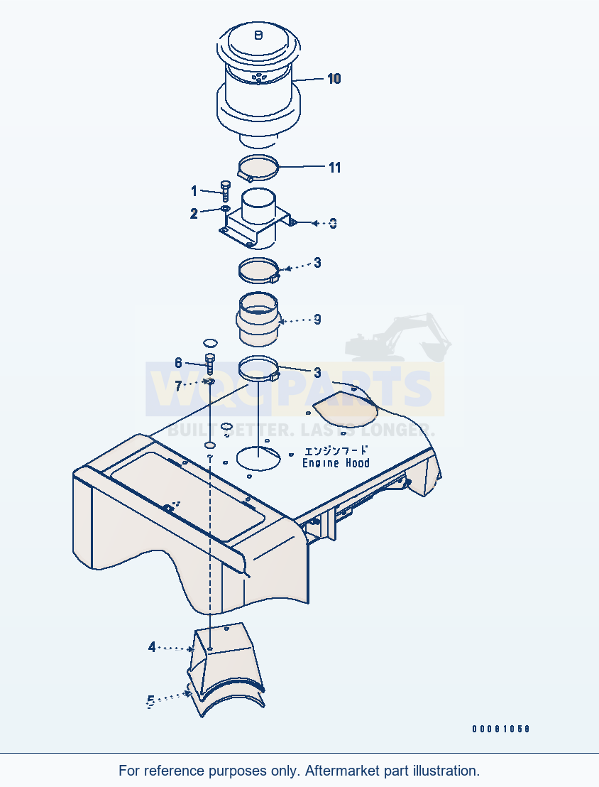 Komatsu WA320PZ-6 Hood (Pre-Cleaner)(#70001-) parts diagram