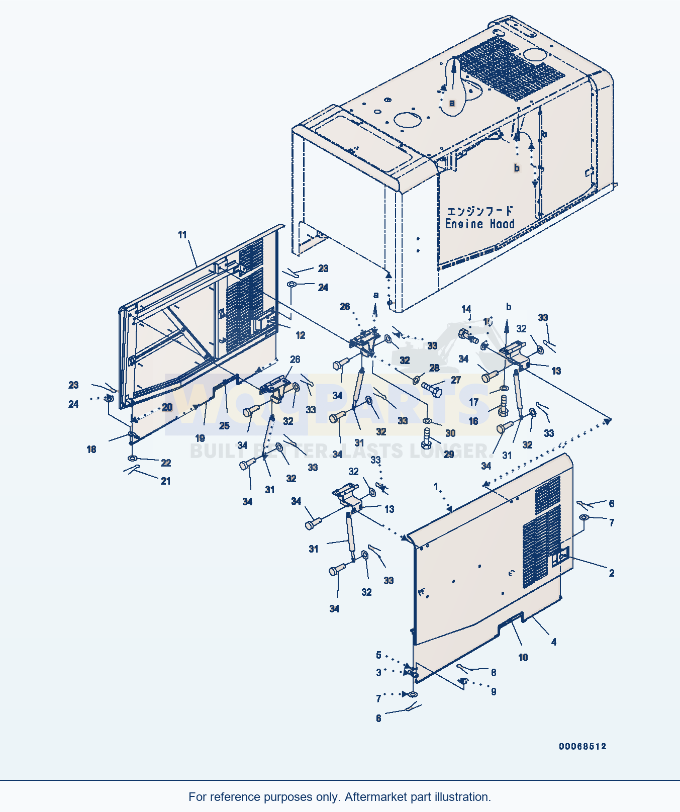 Komatsu WA320PZ-6 Engine Hood (Door) Serial H00051 - UP parts diagram
