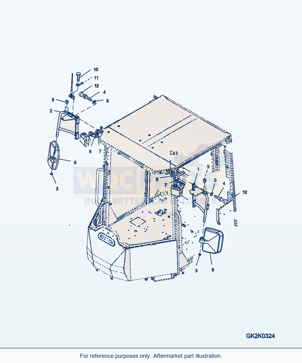 Komatsu WA320PZ-6 Mirror Serial H00051 - UP parts diagram