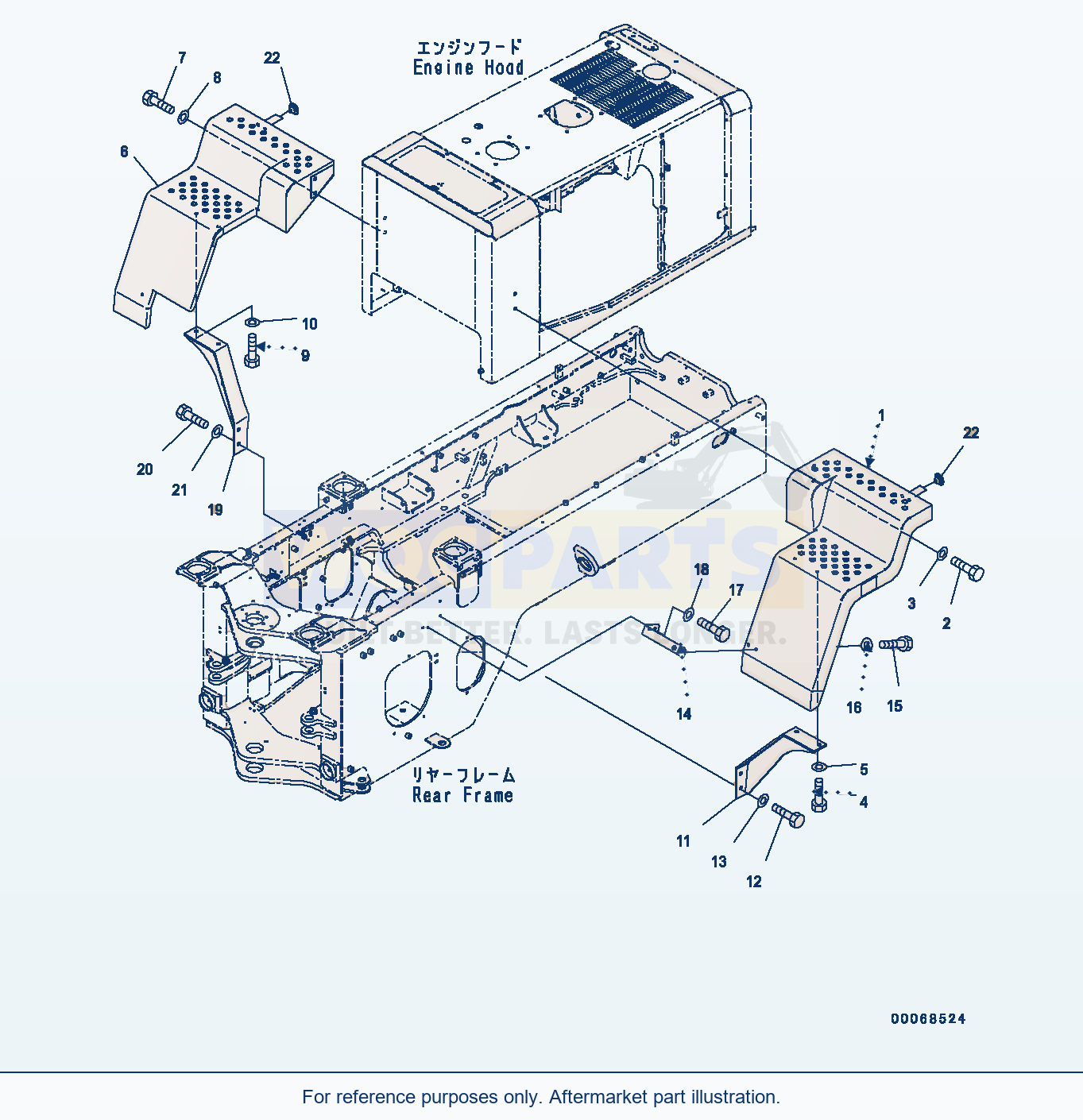 Komatsu WA320PZ-6 Rear Fender, Without Wide Fender (#70452-) parts diagram