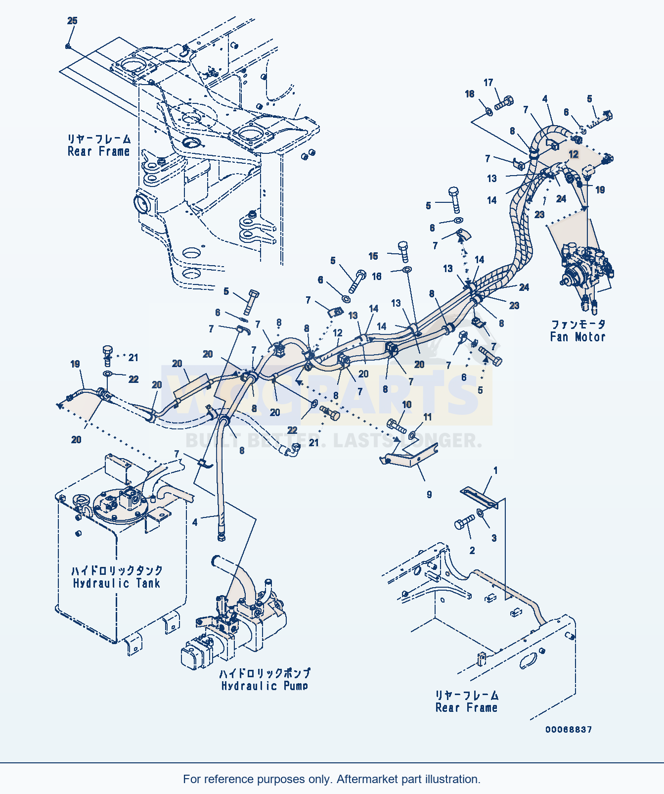 Komatsu WA320PZ-6 Cooling Fan Drive Piping Serial H00051 - UP parts diagram