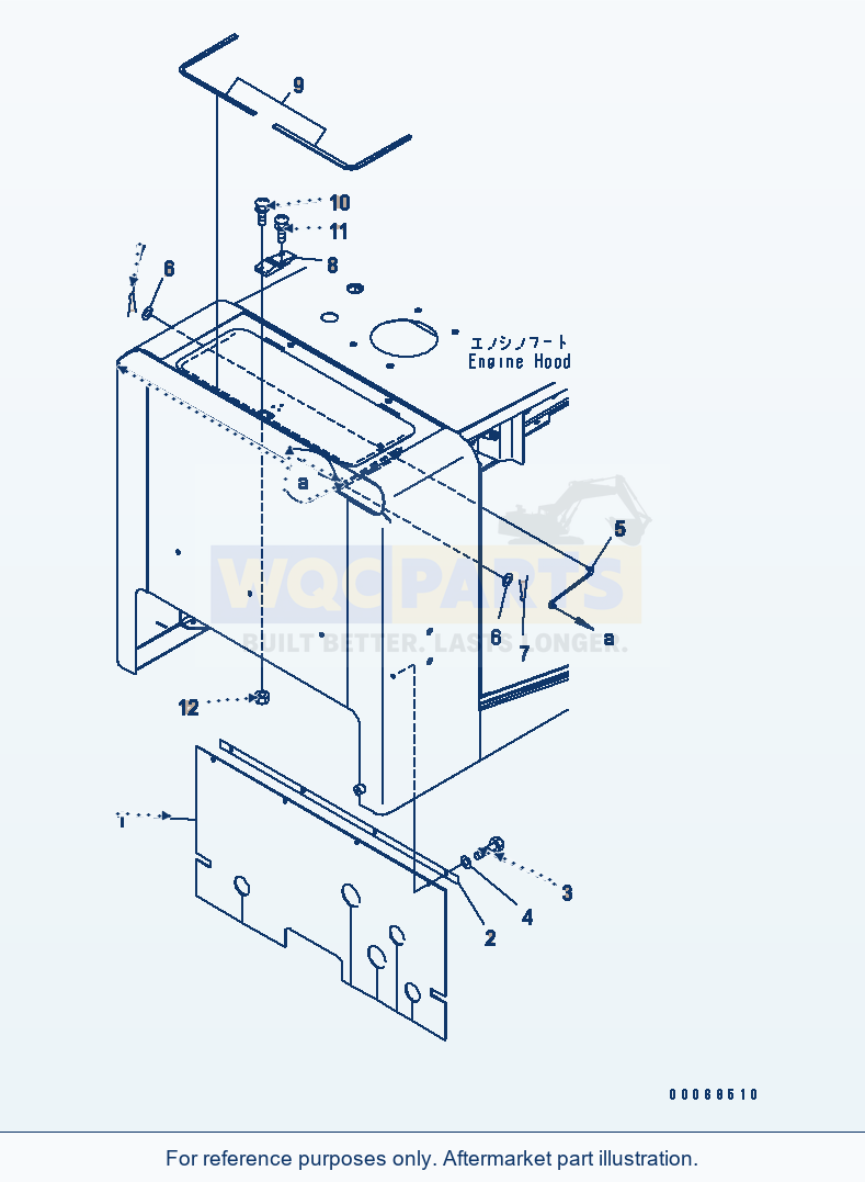 Komatsu WA320PZ-6 Engine Hood (Bulkhead) Serial 70092 - 70187 parts diagram