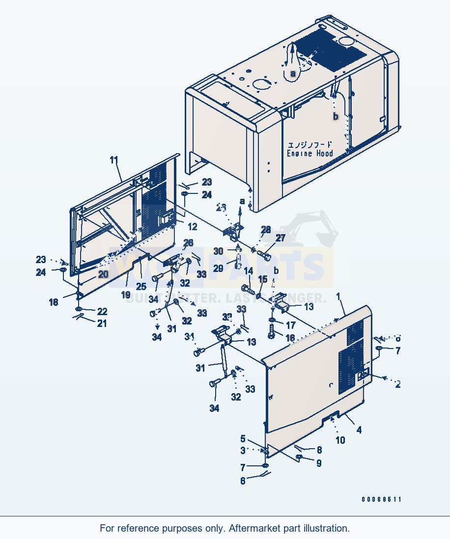 Komatsu WA320PZ-6 Engine Hood (Door) Serial 70092 - 70187 parts diagram