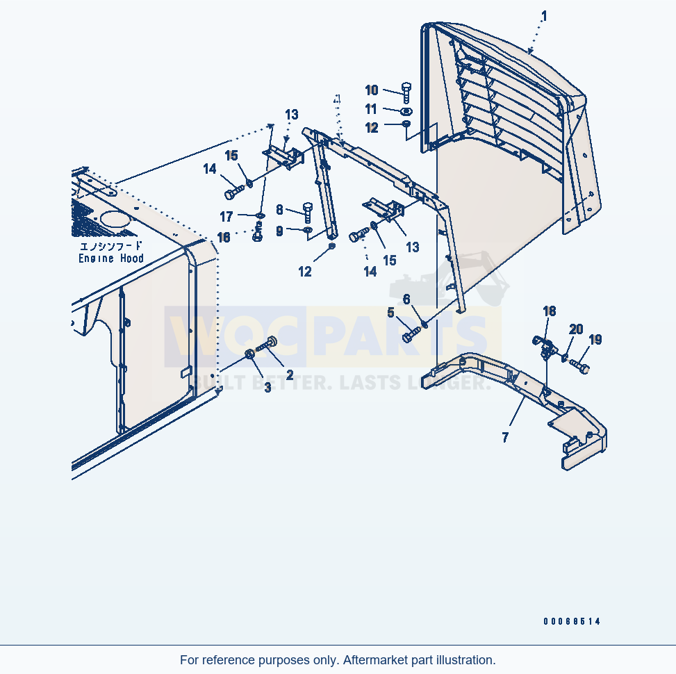 Komatsu WA320PZ-6 Engine Hood (Grille) Serial 70092 - 70187 parts diagram