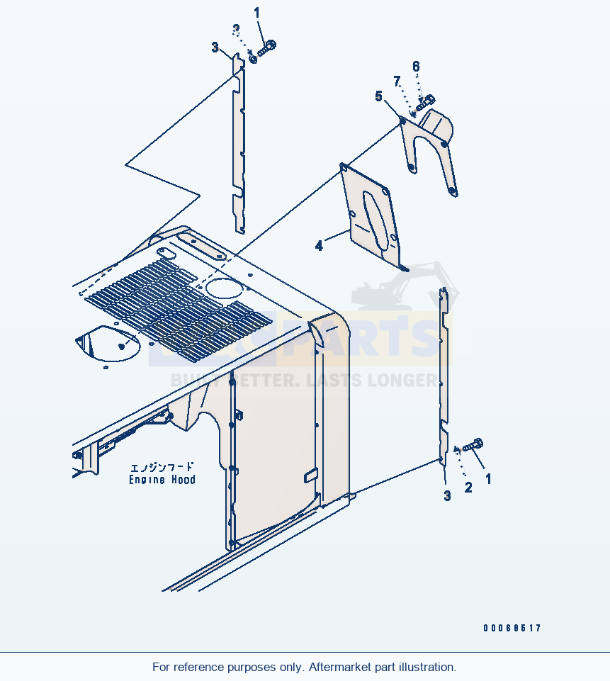 Komatsu WA320PZ-6 Engine Hood (Plate) Serial 70092 - 70187 parts diagram