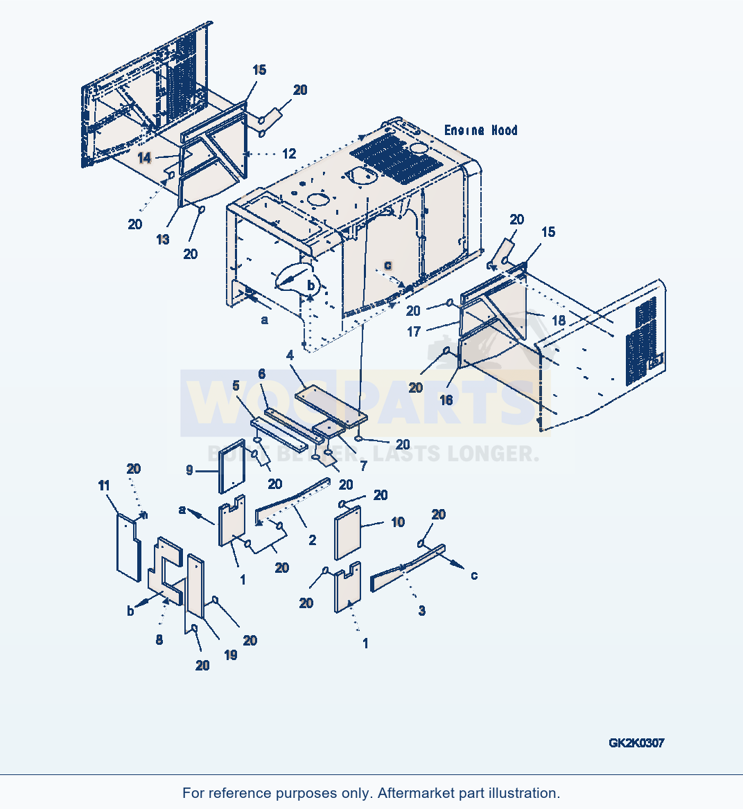 Komatsu WA320PZ-6 Engine Hood (Sheet) Serial 70092 - 70187 parts diagram