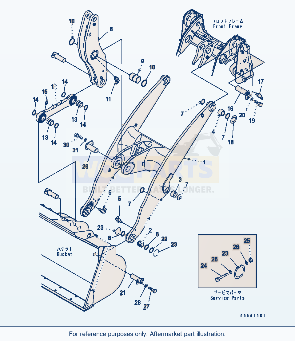 Komatsu WA320PZ-6 Lift Arm And Bell Crank Serial 70092 - 70187 parts diagram