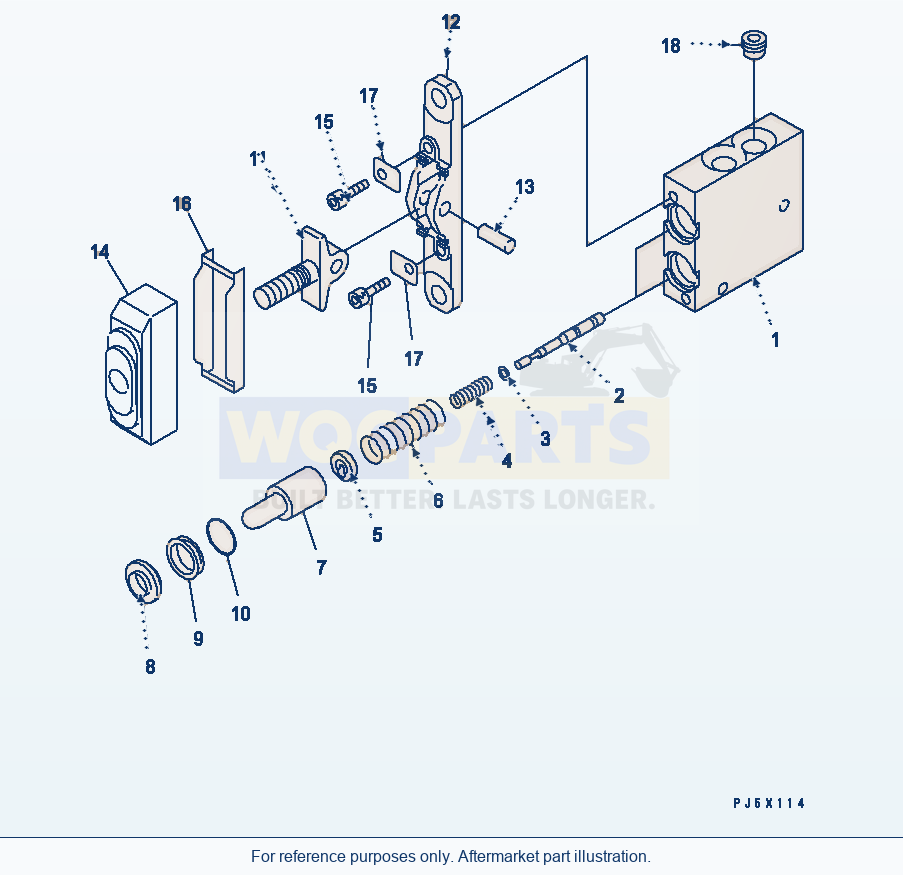 Komatsu WA320PZ-6 P.P.C. Valve (For Attachment Lever) parts diagram
