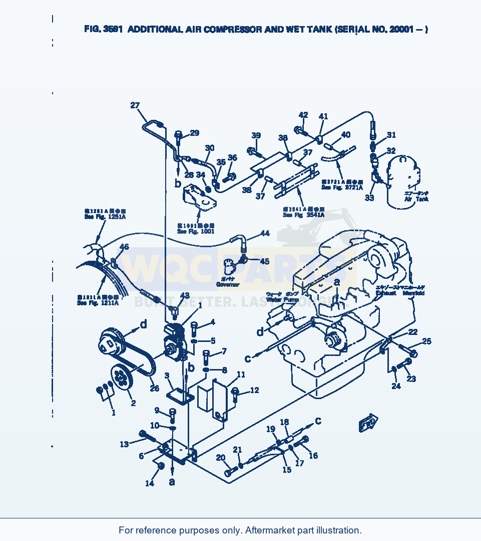 Komatsu WA380-1 Additional Air Compressor And Wet Tank(#20001-) parts diagram