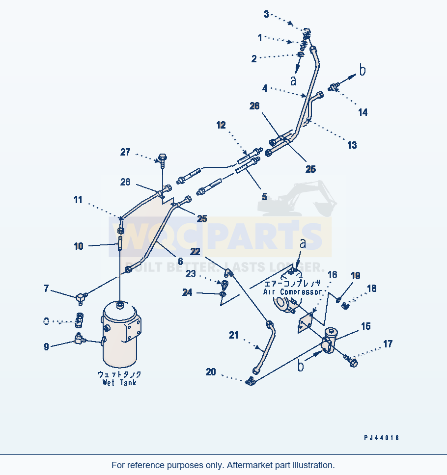 Komatsu WA380-1 Air Piping (Compressor To Wet Tank)(#20001-) parts diagram