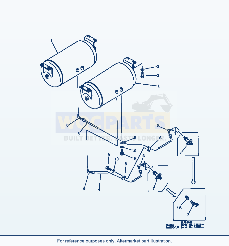 Komatsu WA380-1 Air Piping (Dry Tank)(#10001-19999) parts diagram