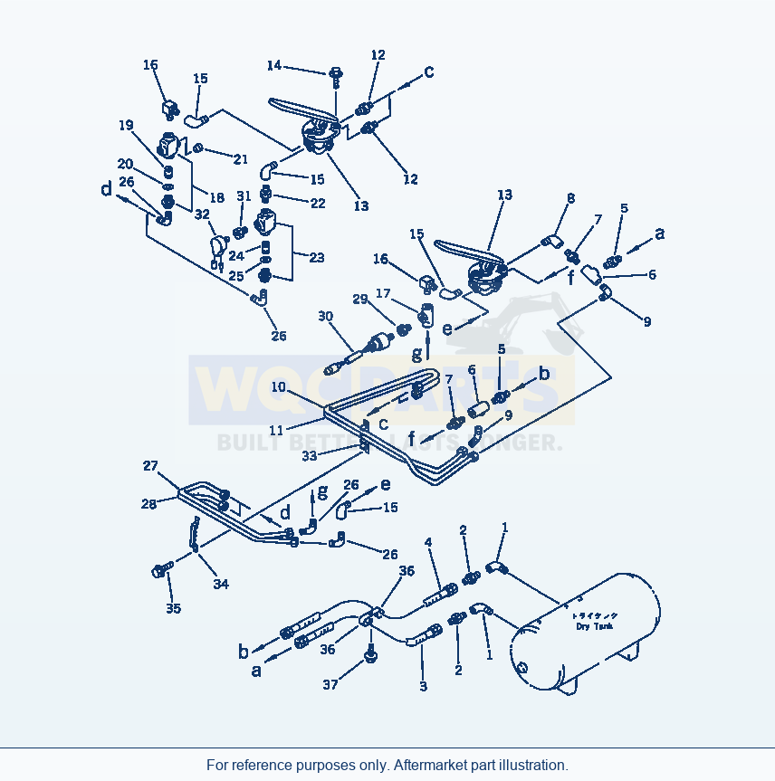 Komatsu WA380-1 Air Piping (Dry Tank To Treadle Valve)(#20001-) parts diagram