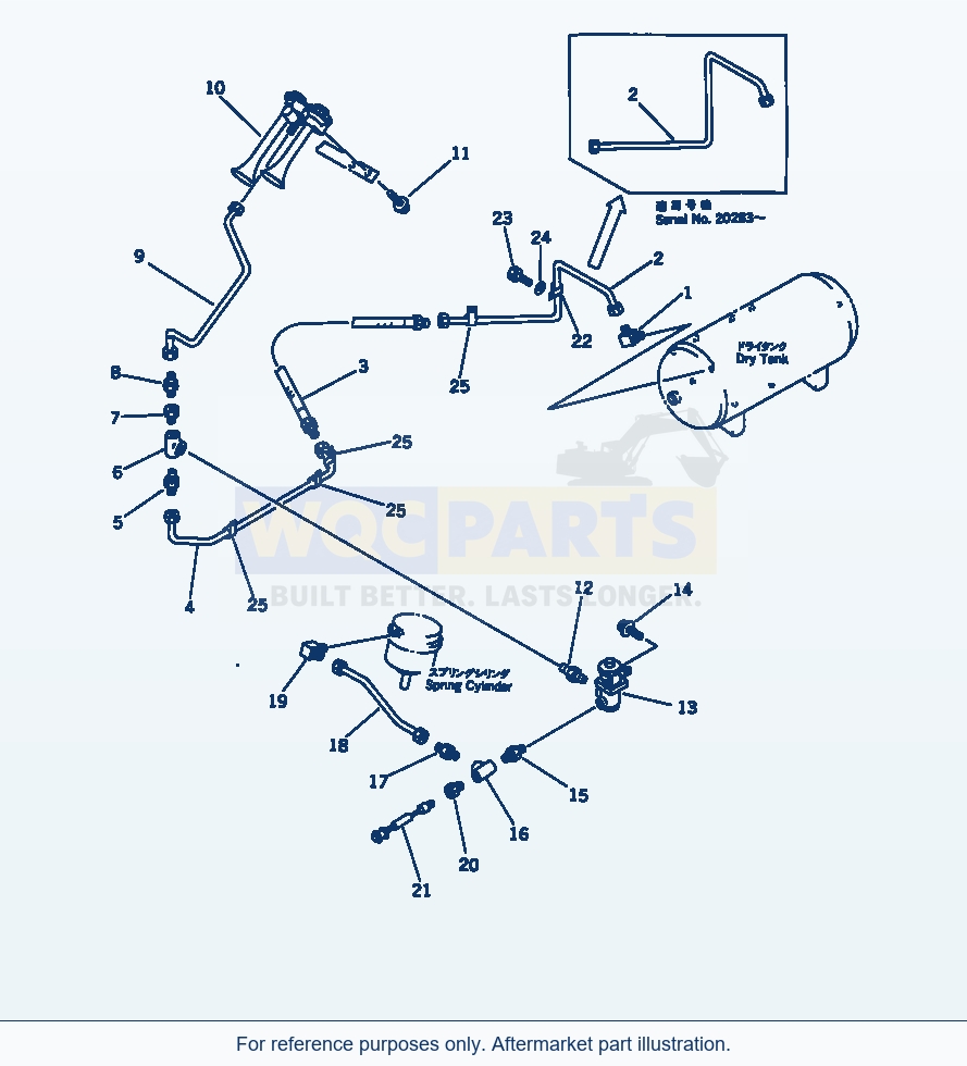 Komatsu WA380-1 Air Piping (Parking Brake And Horn)(#20001-) parts diagram