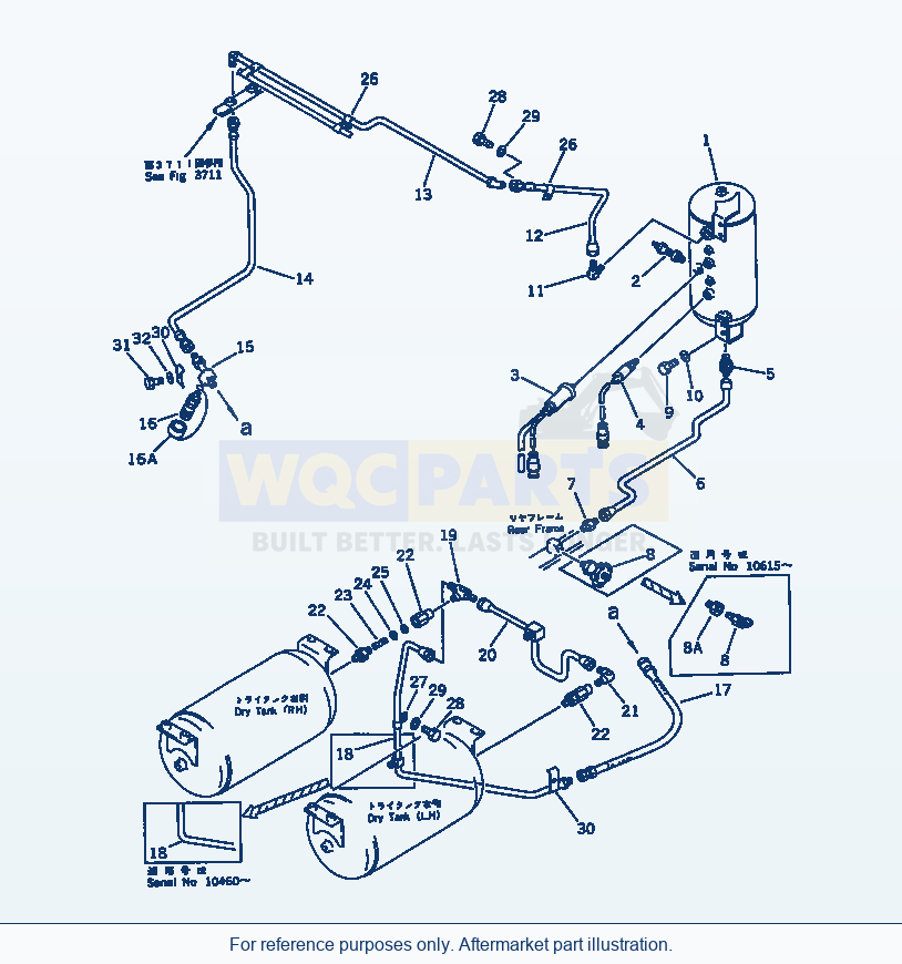 Komatsu WA380-1 Air Piping (Wet Tank To Dry Tank)(#10001-19999) parts diagram