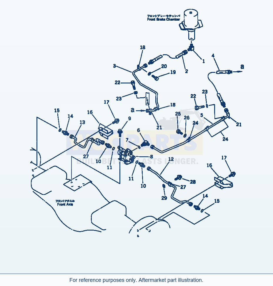 Komatsu WA380-1 Brake Oil Piping (Front Brake)(#20001-) parts diagram