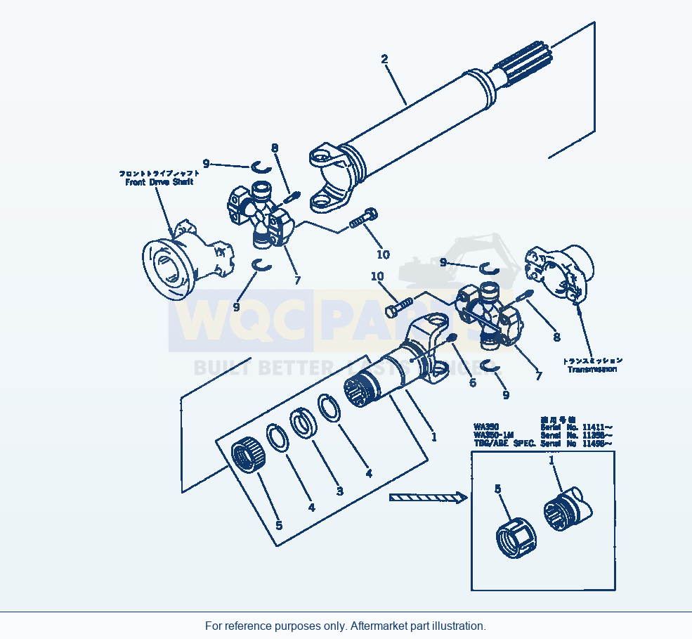 Komatsu WA380-1 Drive Shaft (Center) parts diagram