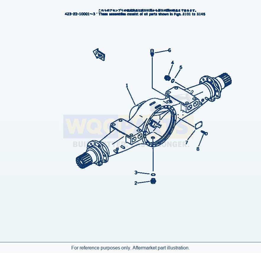 Komatsu WA380-1 Front Axle Housing(#10001-19999) parts diagram