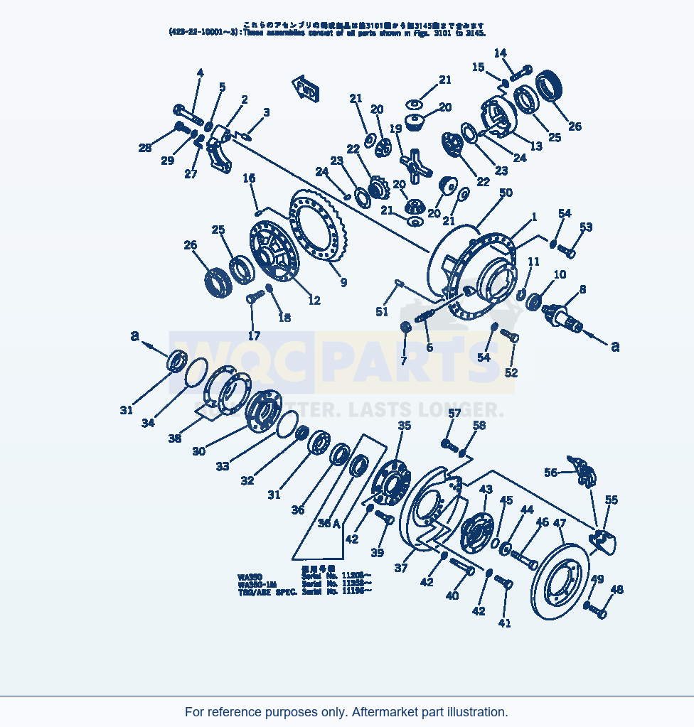 Komatsu WA380-1 Front Differential parts diagram