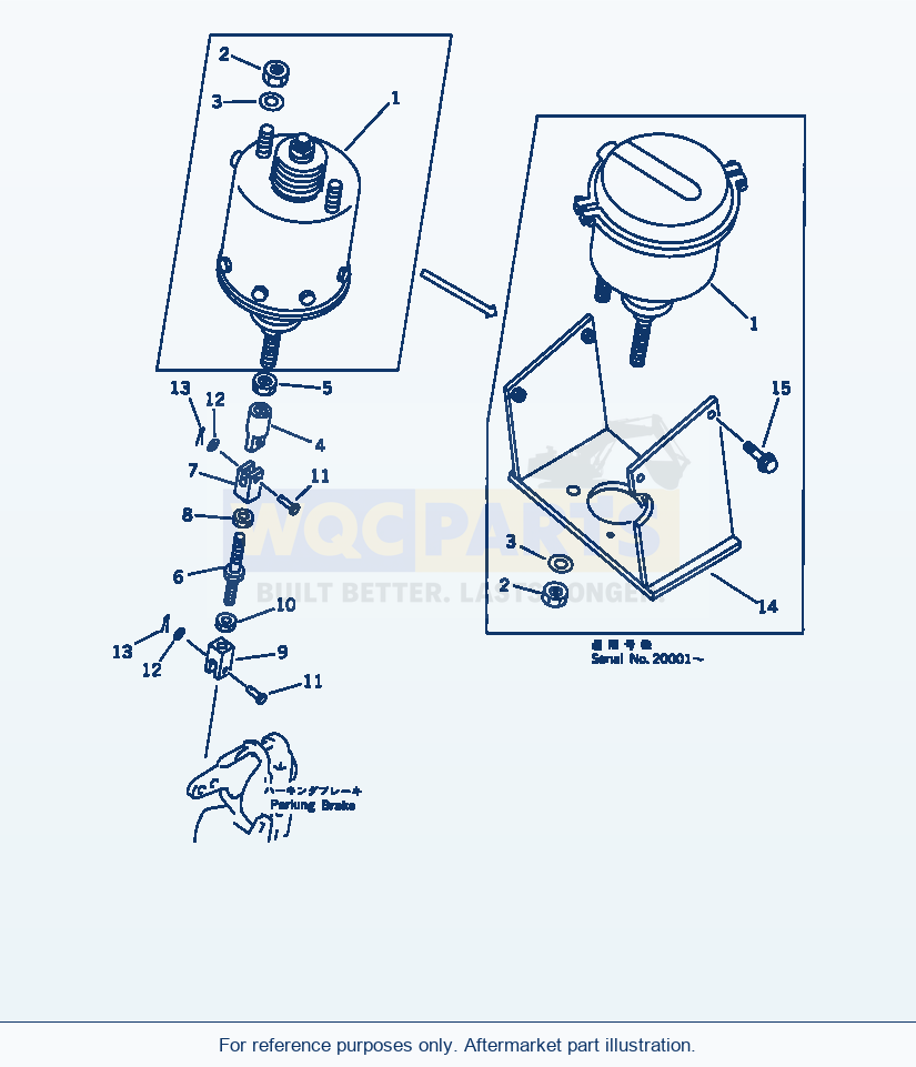 Komatsu WA380-1 Parking Brake Control parts diagram