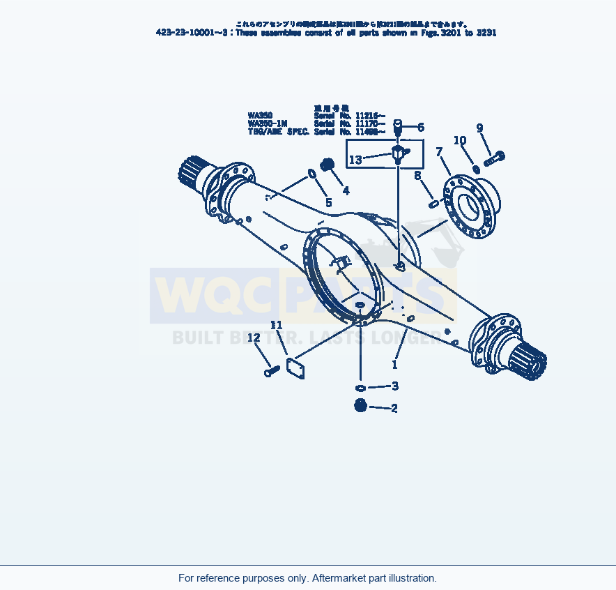 Komatsu WA380-1 Rear Axle Housing(#10001-19999) parts diagram