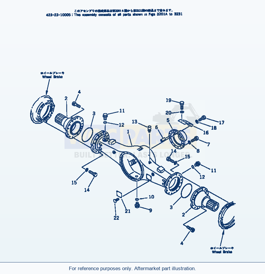Komatsu WA380-1 Rear Axle Housing(#20001-) parts diagram