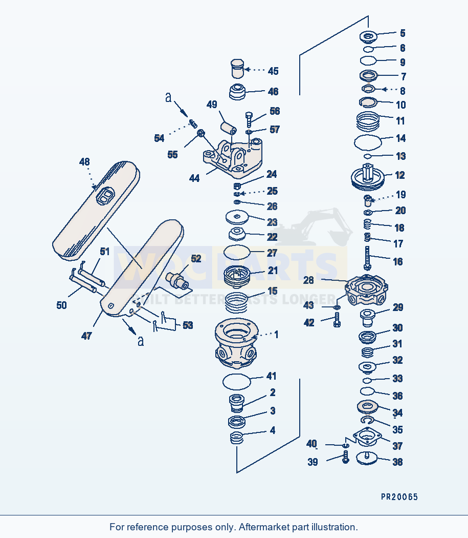Komatsu WA380-1 Treadle Valve parts diagram