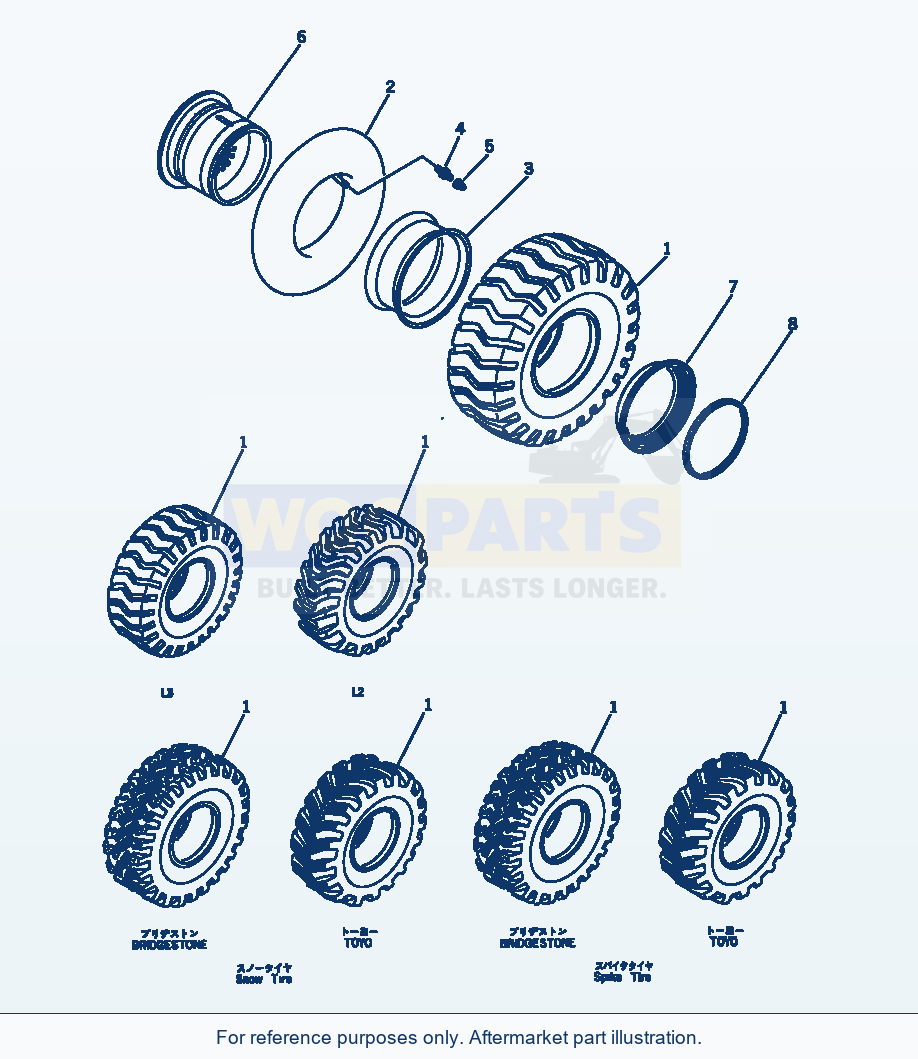 Komatsu WA380-1 Wheel And Tire parts diagram