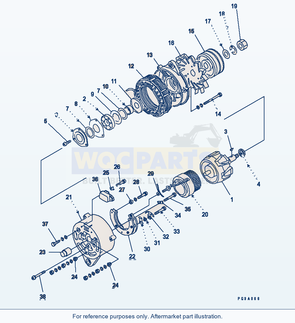 Komatsu WA380-1 Alternator (35A) (With Hardening Pulley) parts diagram