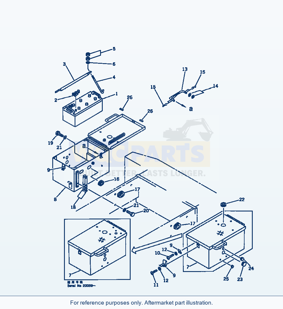 Komatsu WA380-1 Battery And Battery Box(#20001-) parts diagram
