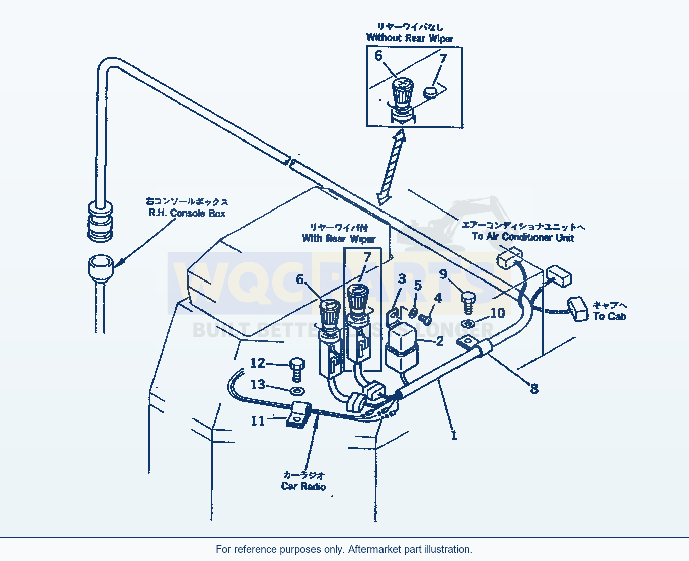 Komatsu WA380-1 Electrical System (Console Box, L.H.) parts diagram