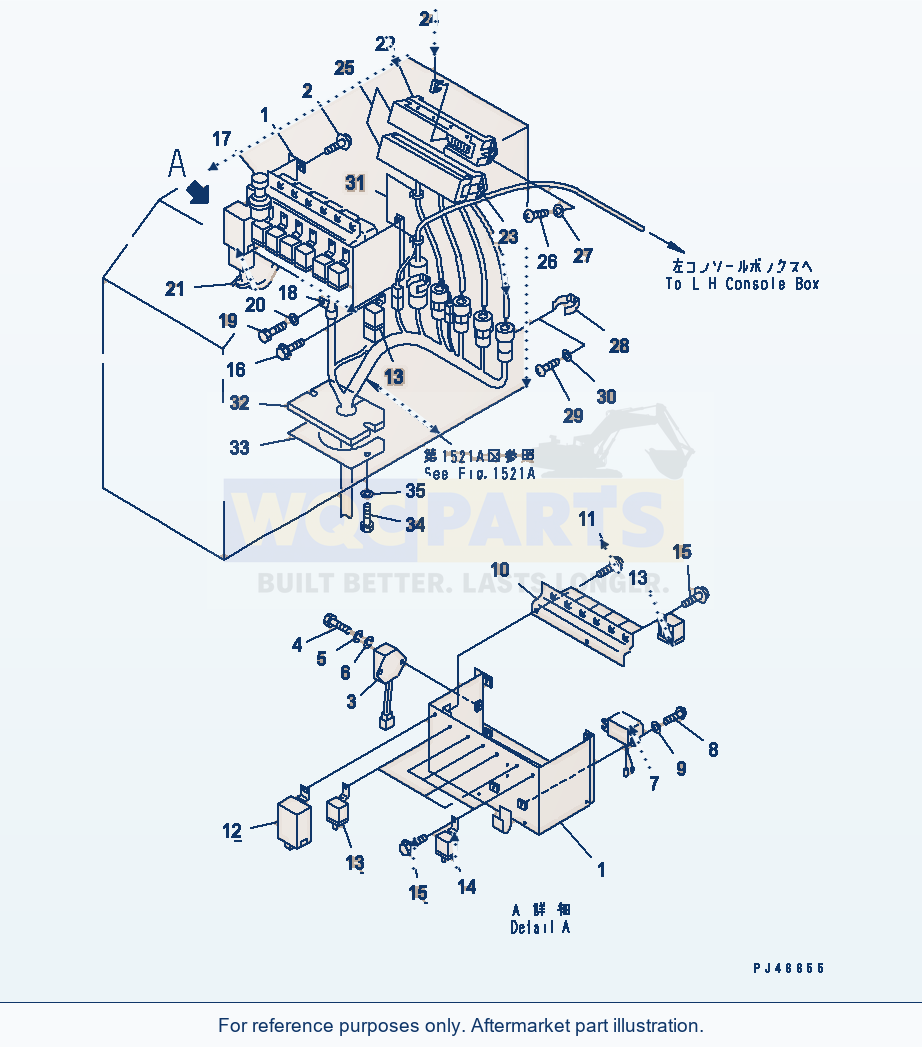 Komatsu WA380-1 Electrical System (Console Box, R.H.)(#20001-) parts diagram