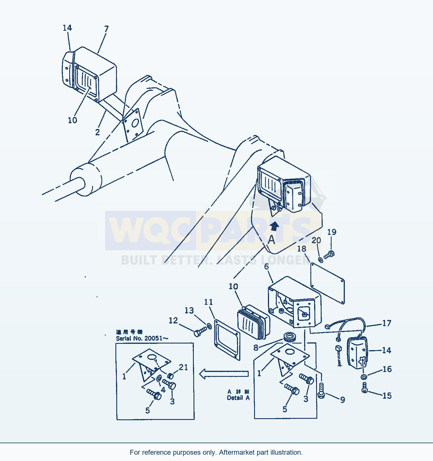 Komatsu WA380-1 Electrical System (Front Lamp)(#20001-) parts diagram