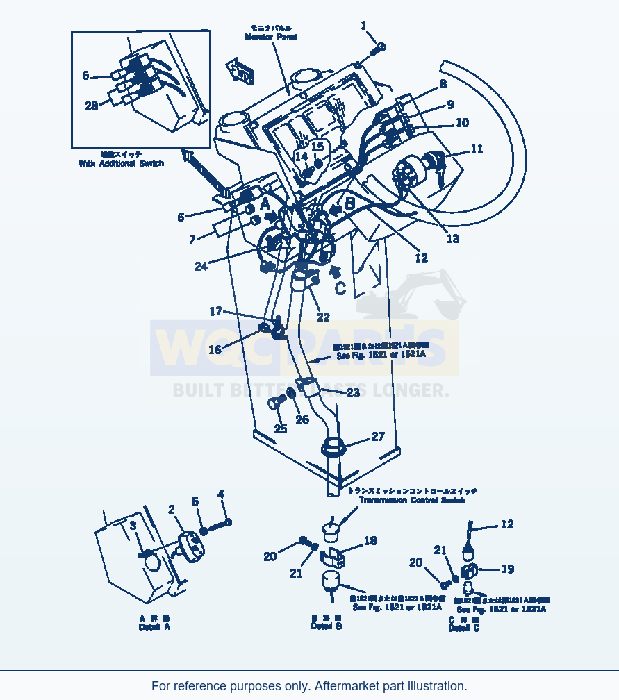 Komatsu WA380-1 Instrument Panel parts diagram