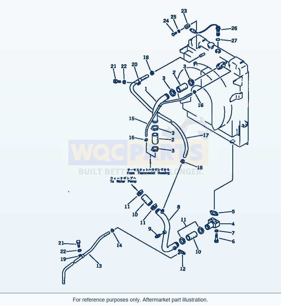 Komatsu WA380-1 Radiator Piping(#10001-19999) parts diagram