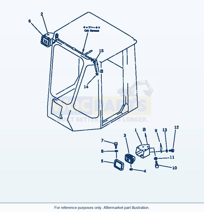 Komatsu WA380-1 Front Work Lamp(#20001-) parts diagram