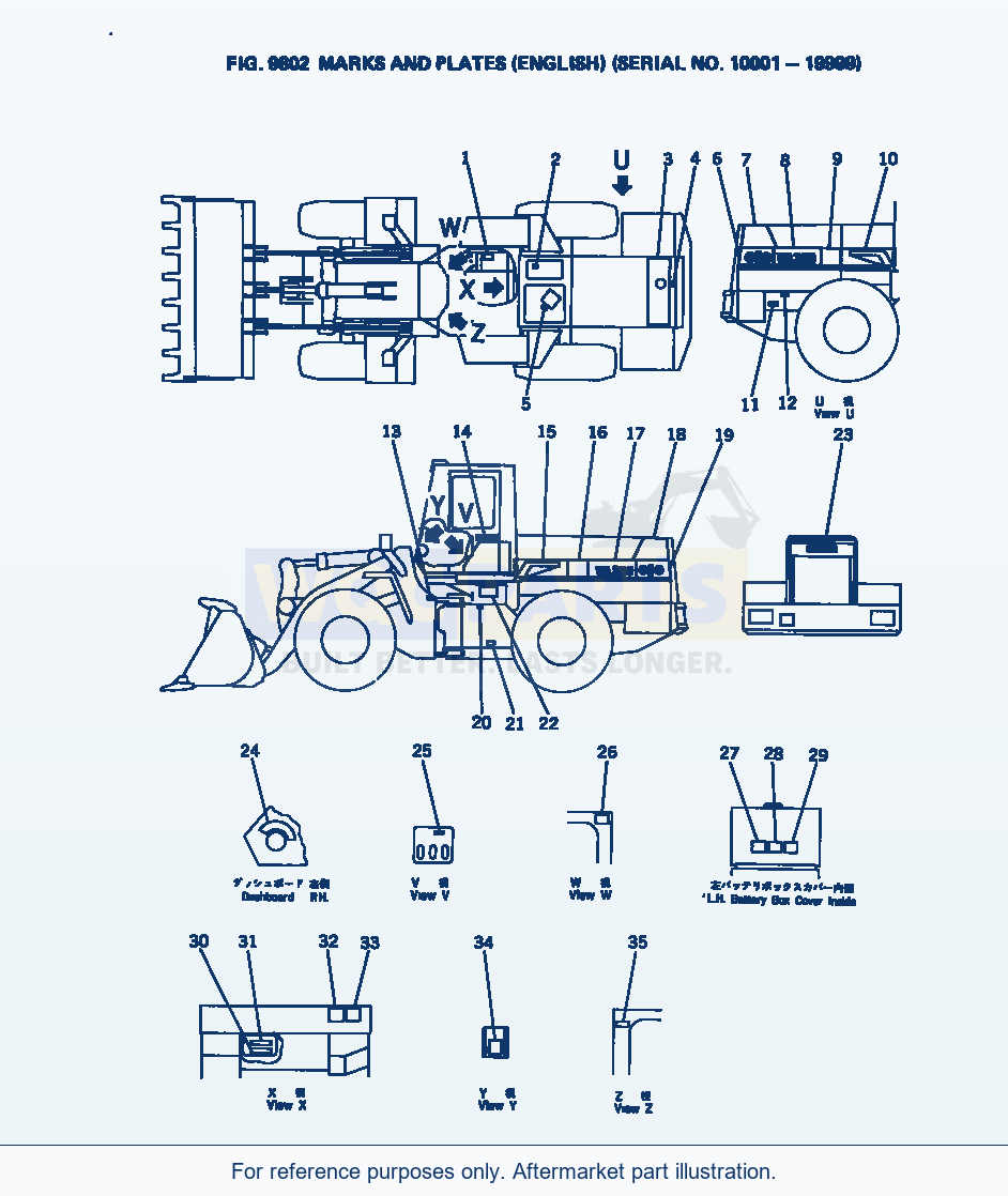 Komatsu WA380-1 Marks And Plates (English)(#10001-19999) parts diagram