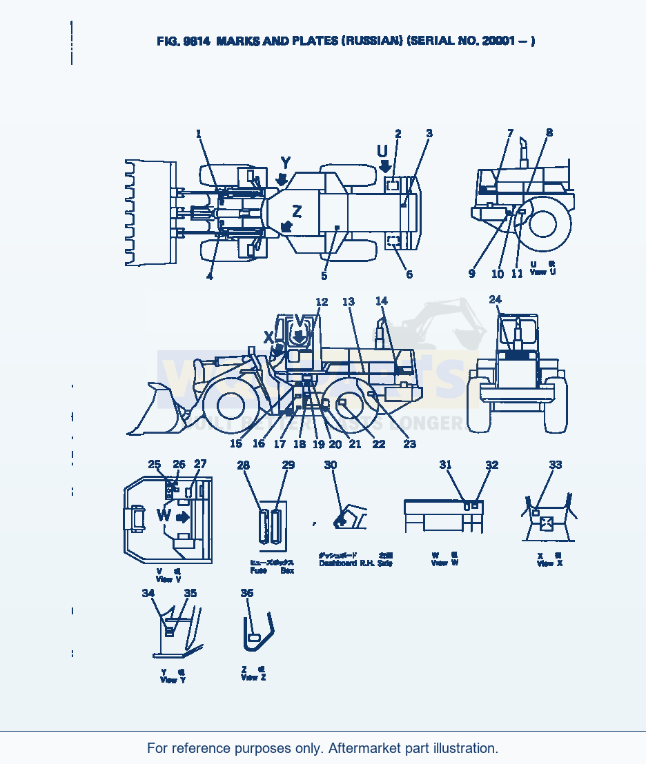 Komatsu WA380-1 Marks And Plates (Russian)(#20001-) parts diagram