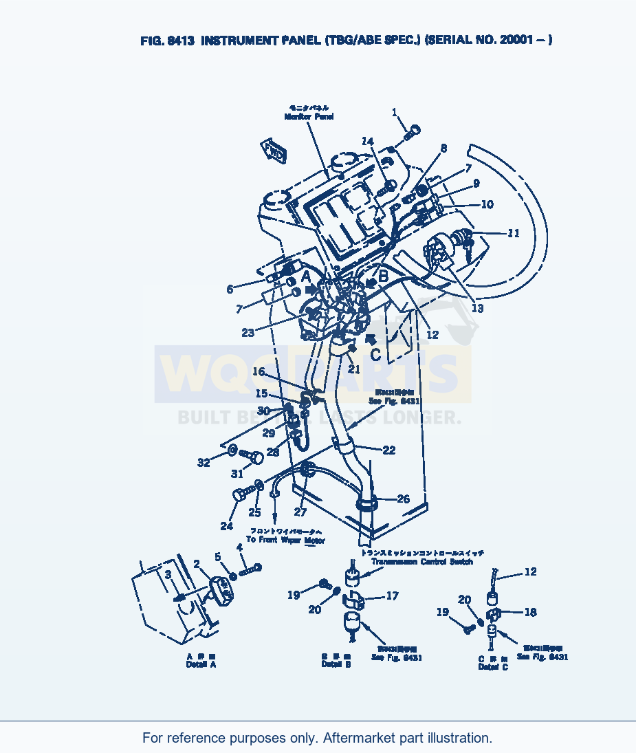 Komatsu WA380-1 Instrument Panel (Tbg/Abe Spec.)(#20001-) parts diagram