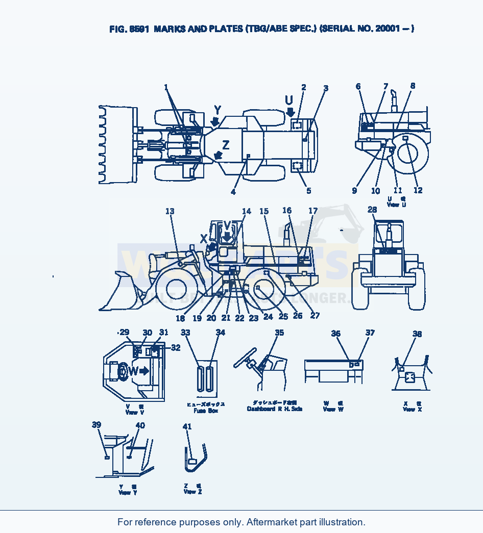 Komatsu WA380-1 Marks And Plates (Tbg/Abe Spec.)(#20001-) parts diagram