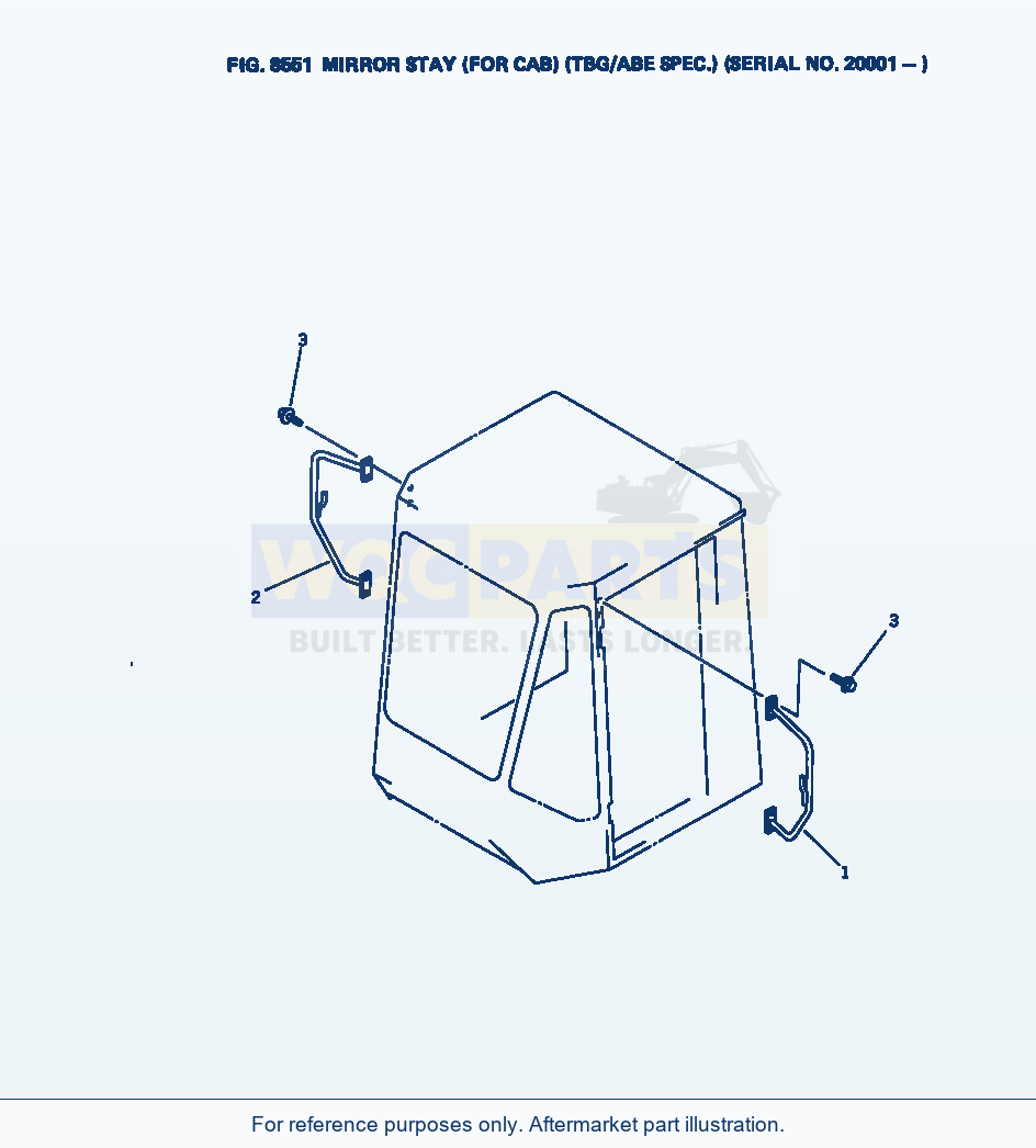 Komatsu WA380-1 Mirror Stay (For Cab) (Tbg/Abe Spec.)(#20001-) parts diagram