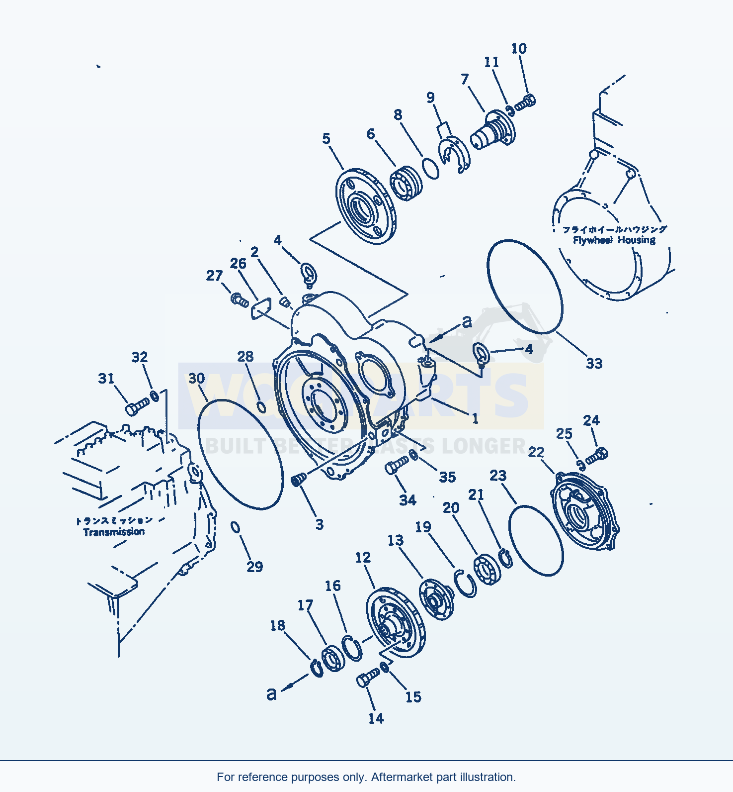 Komatsu WA380-1 Torque Converter Case parts diagram