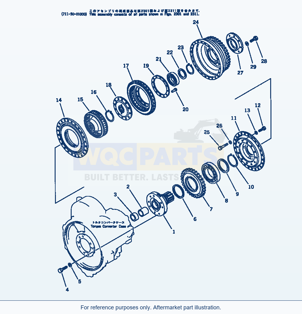 Komatsu WA380-1 Torque Converter parts diagram