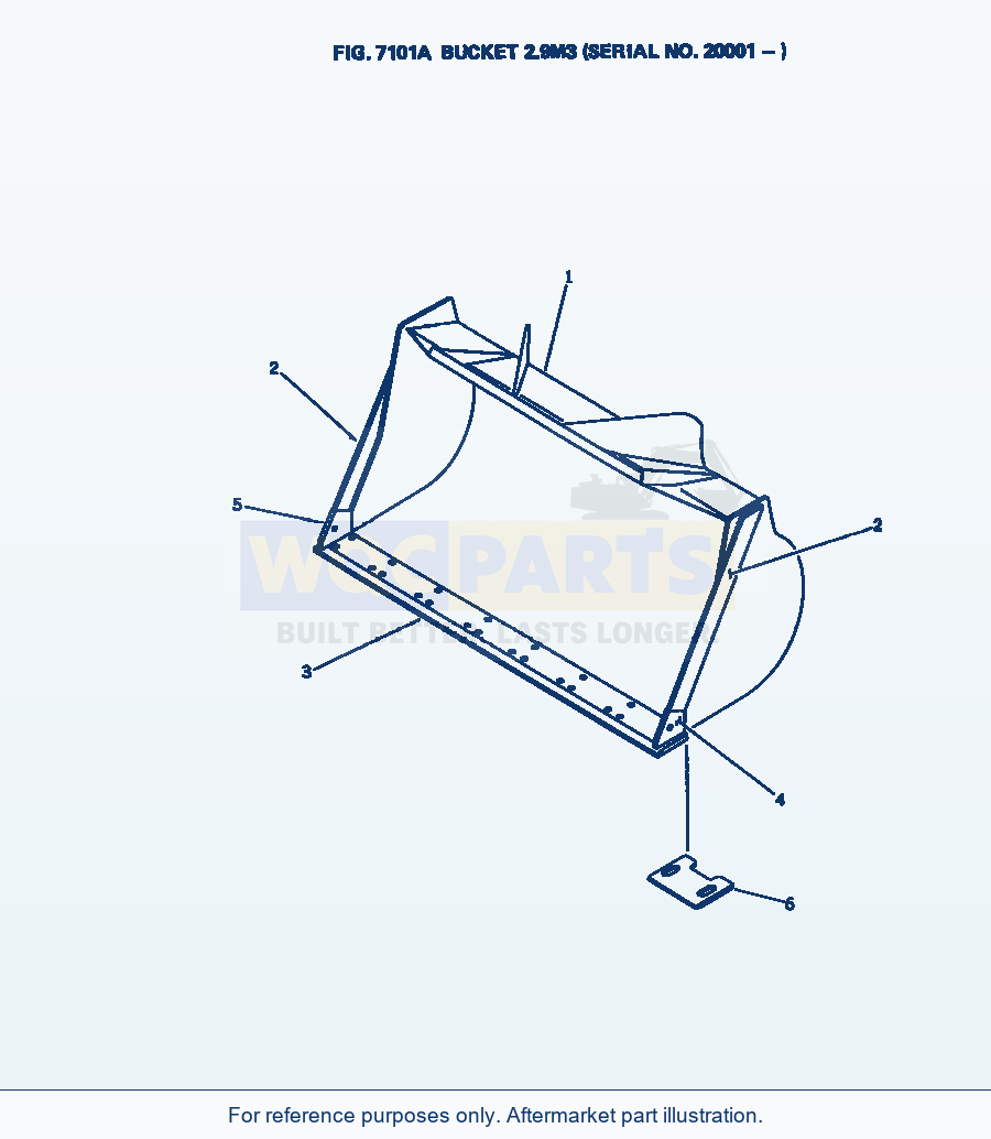 Komatsu WA380-1 Bucket 2.9m³(#20001-) parts diagram